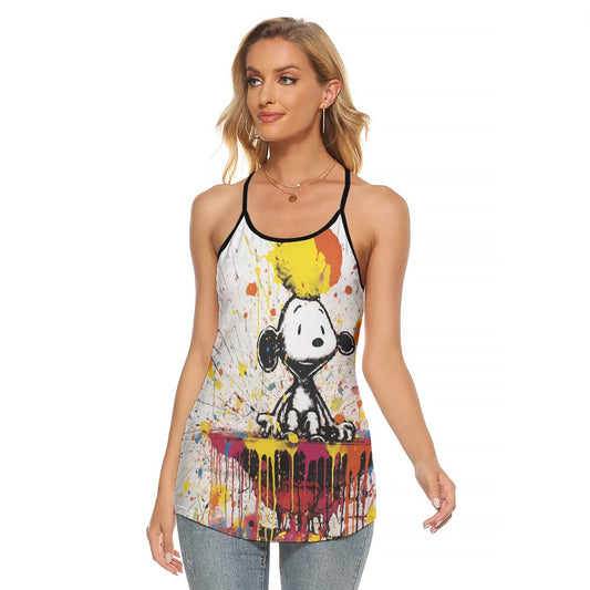 All-Over Print Women's Criss-Cross Open Back Tank Top