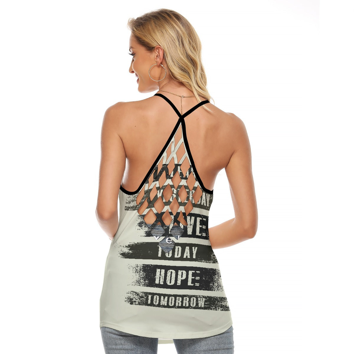 All-Over Print Women's Criss-Cross Open Back Tank Top