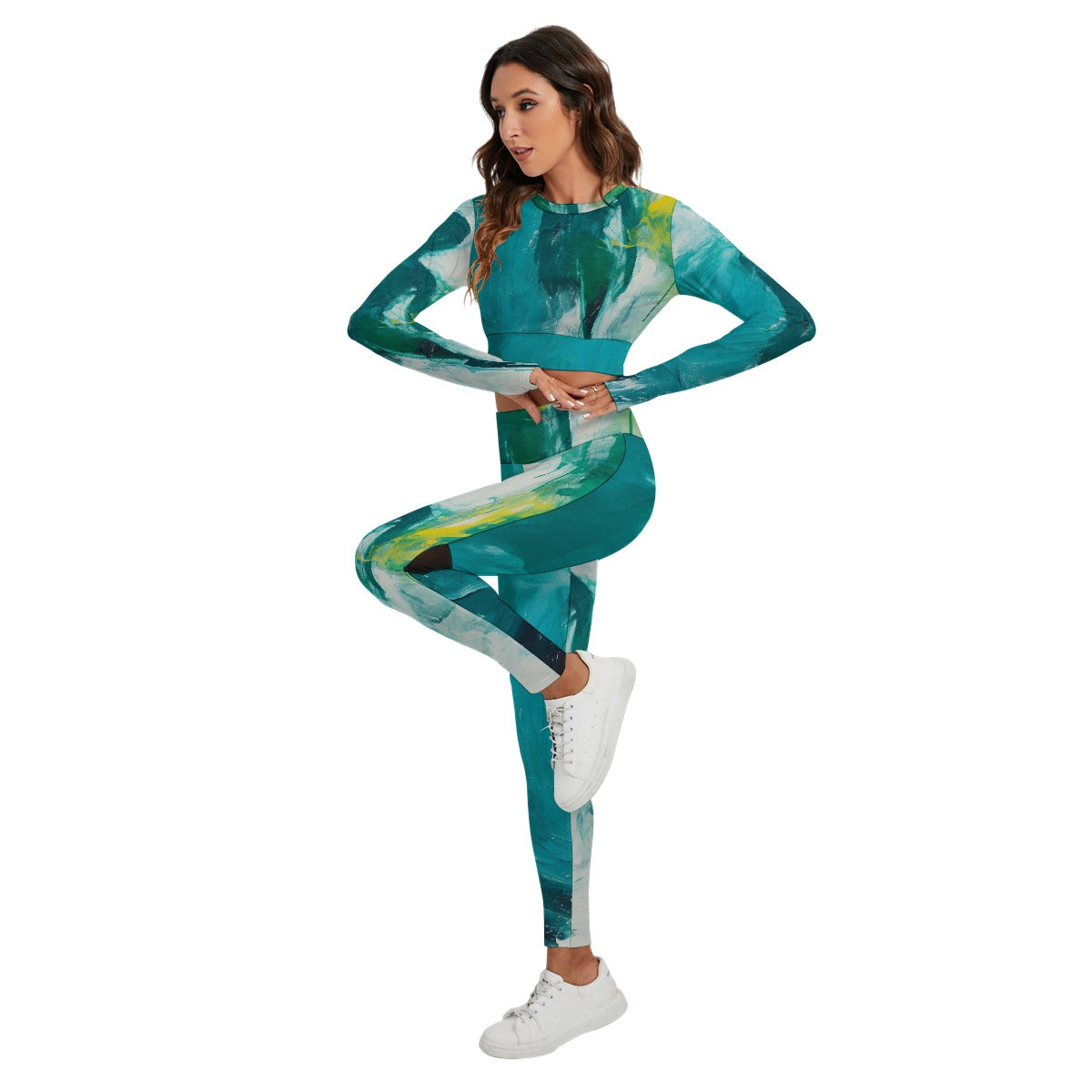 All-Over Print Women's Sport Set With Backless Top And Leggings