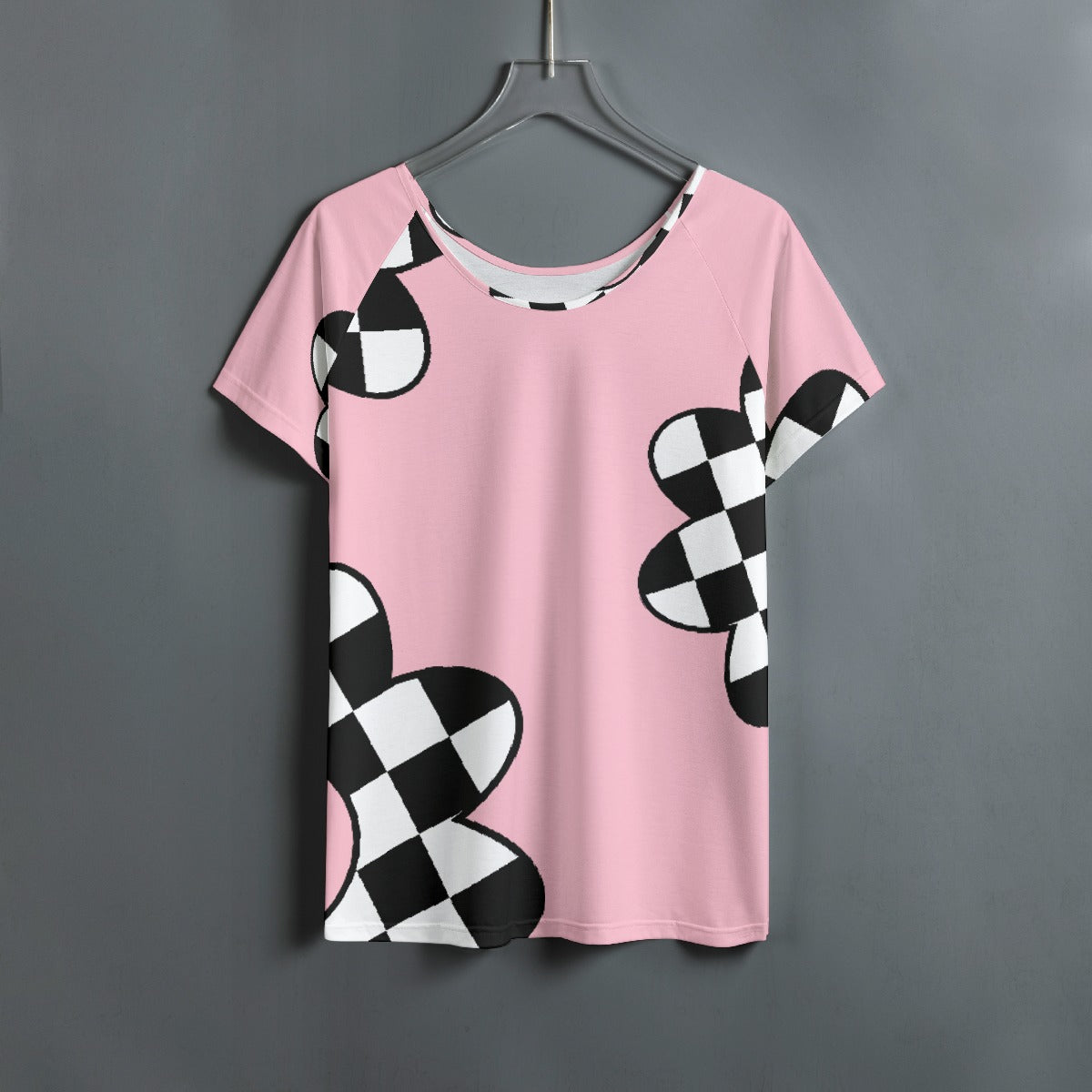 All-Over Print Women's Round Neck T-shirt With Raglan Sleeve