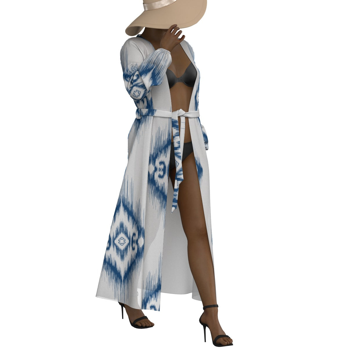 All-Over Print Women's Lace-up Chiffon Robe