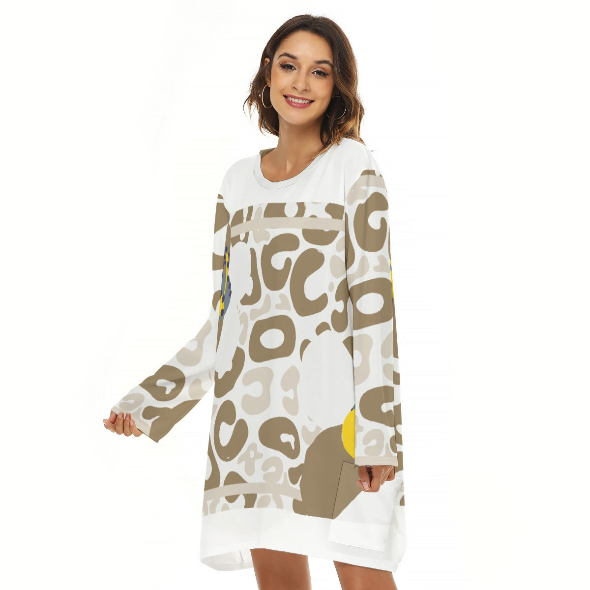 All-Over Print  Women's Loose Crew Neck Dress