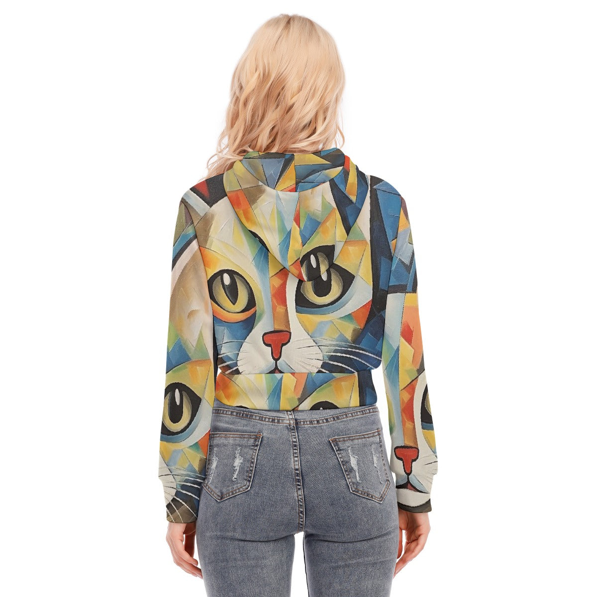 All-Over Print Women's Crop Top Hoodie With Zipper Closure