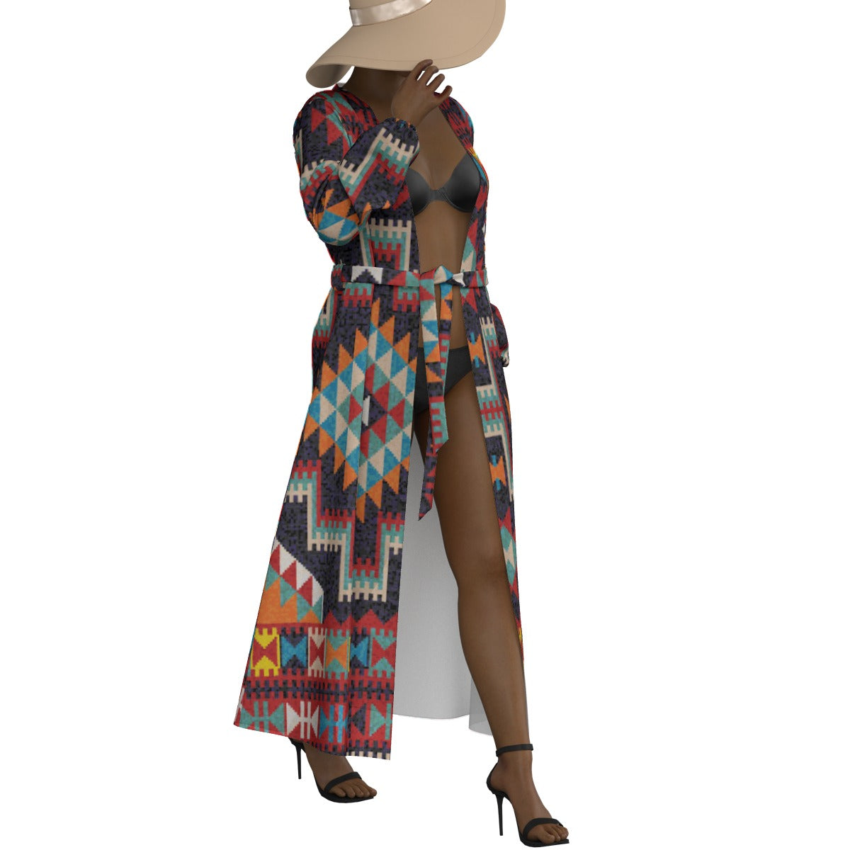 All-Over Print Women's Lace-up Chiffon Robe