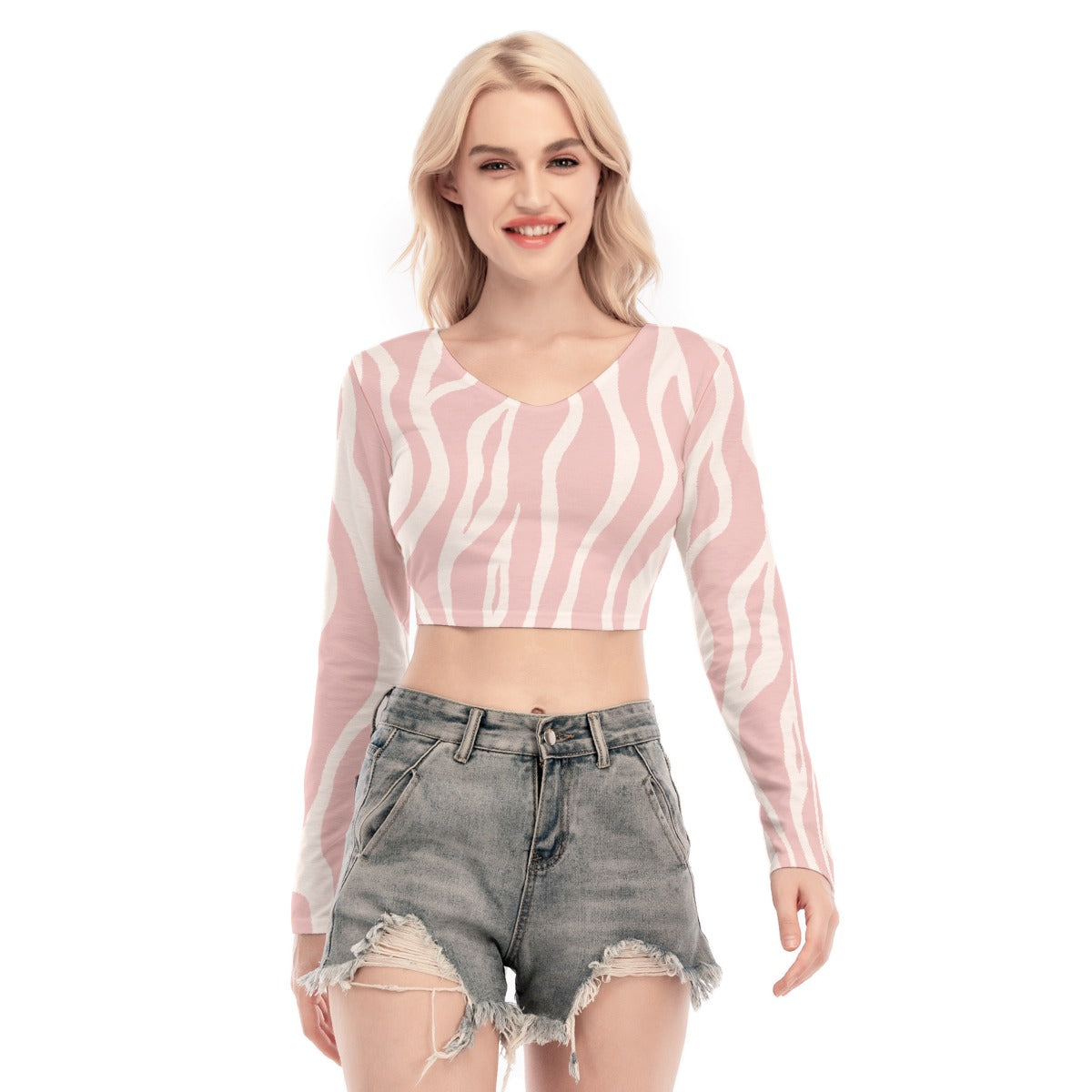 All-Over Print Women's Back Hollow T-shirt With Strap