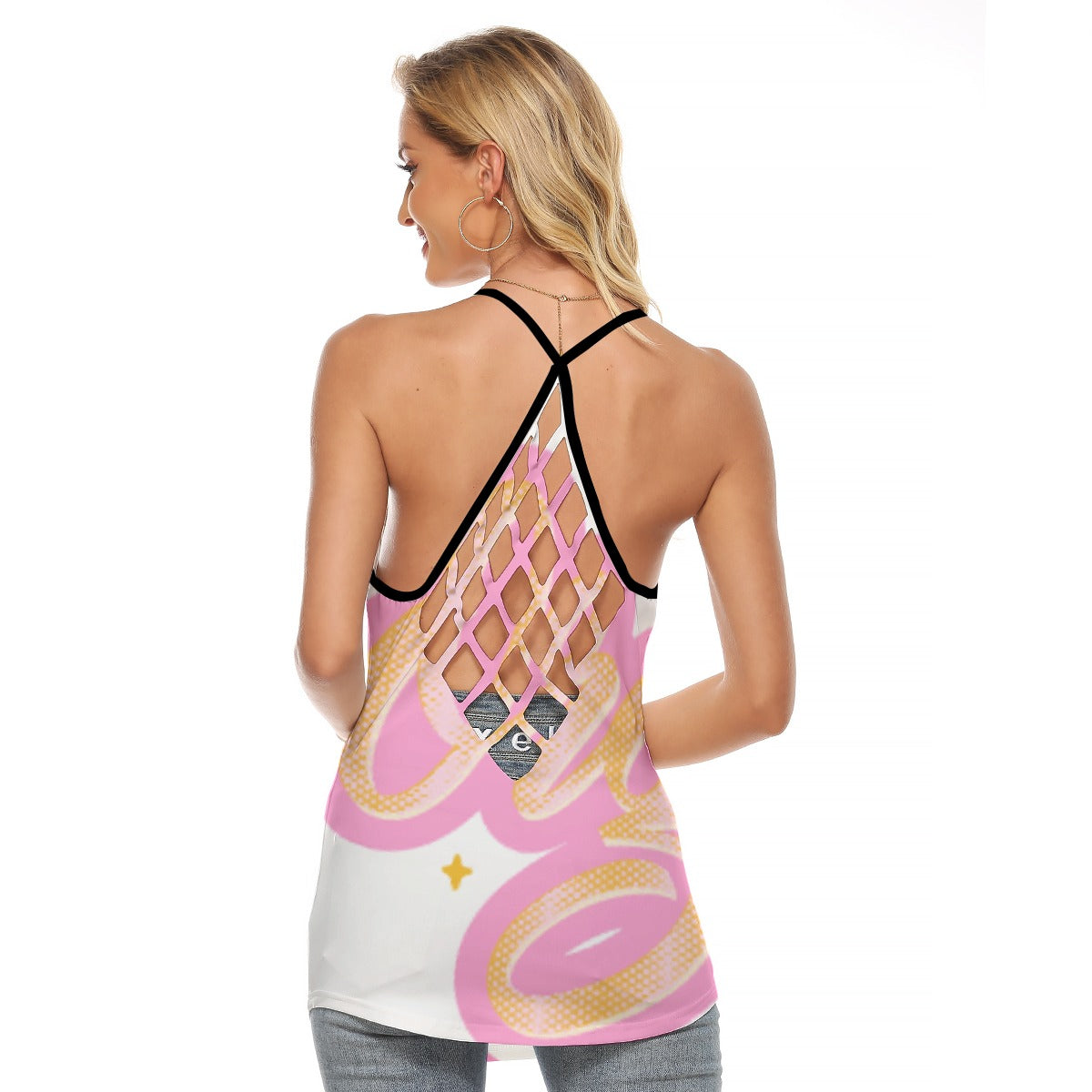 All-Over Print Women's Criss-Cross Open Back Tank Top
