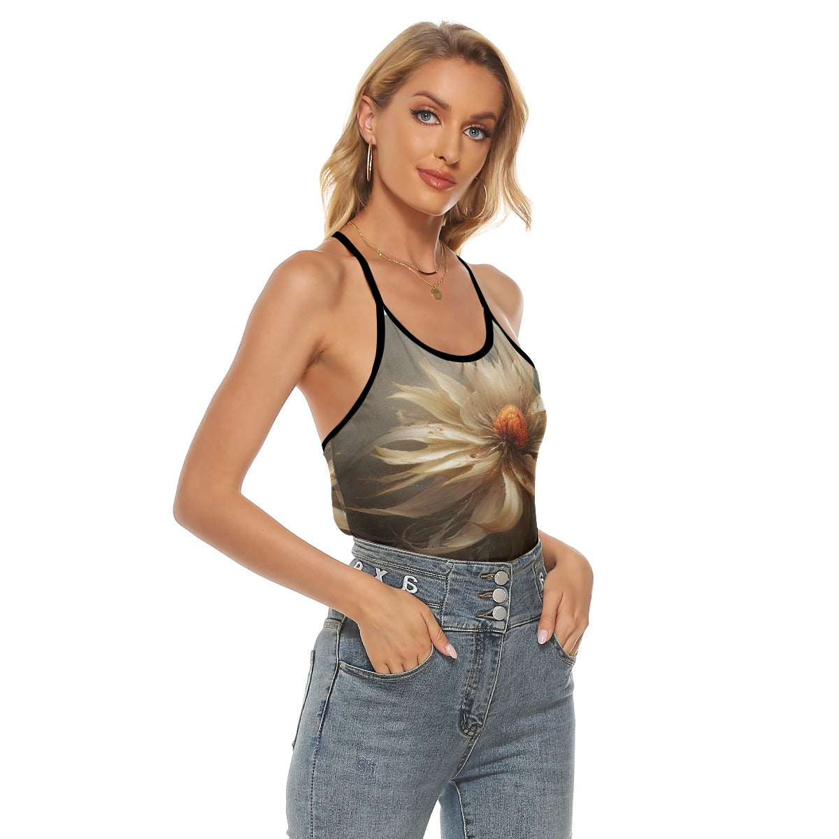 All-Over Print Women's Criss-Cross Open Back Tank Top