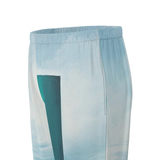 All-Over Print Women's Long Sleeve Pajama Set With Black Contrast Piping