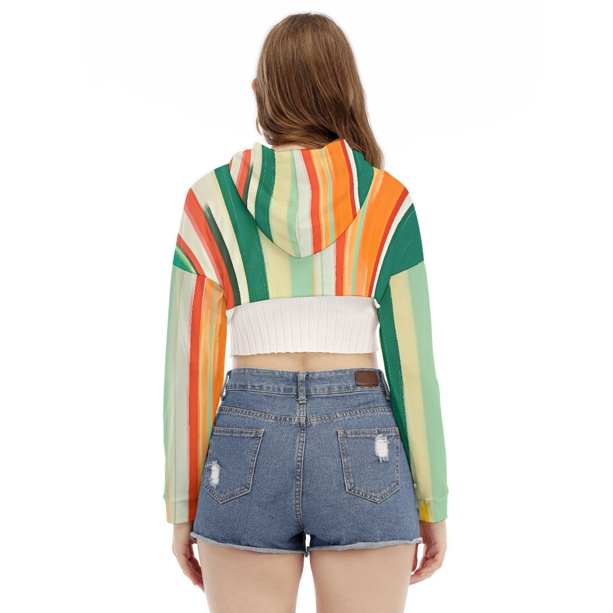 All-Over Print Women's Smock Short Hoodie With Long Sleeve