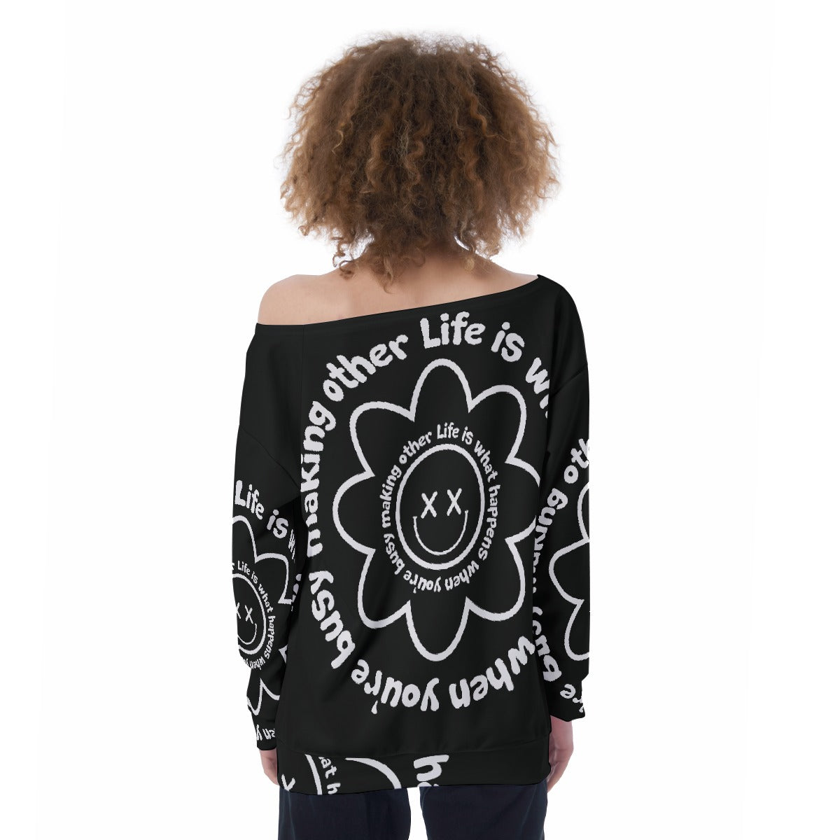 All-Over Print Oversized Women's Off-Shoulder Sweatshirt