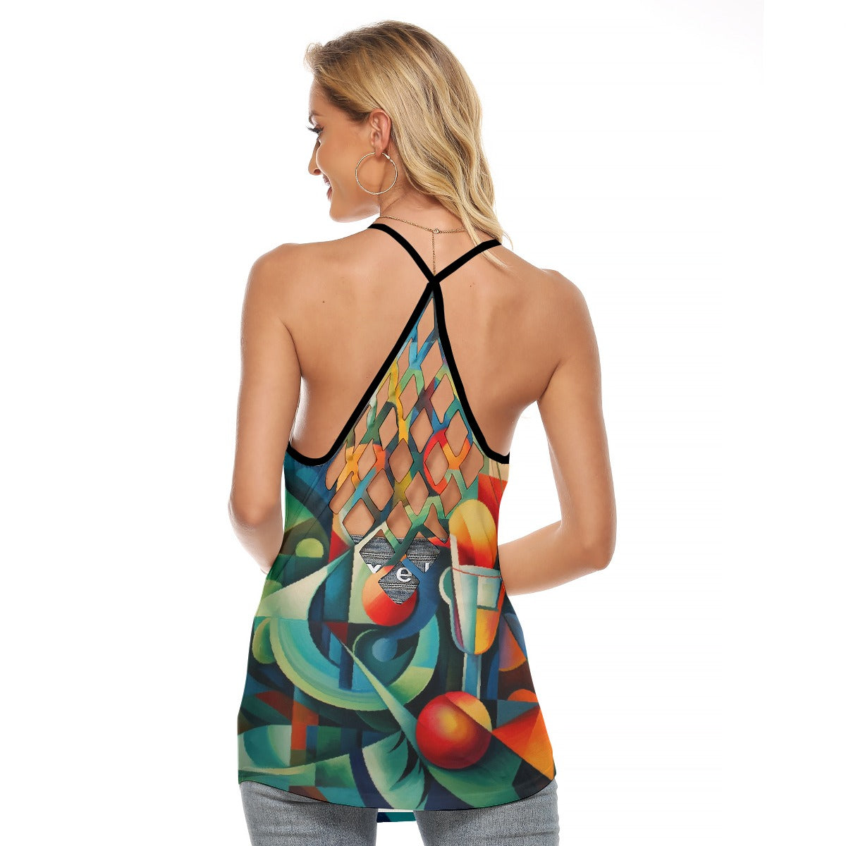 All-Over Print Women's Criss-Cross Open Back Tank Top