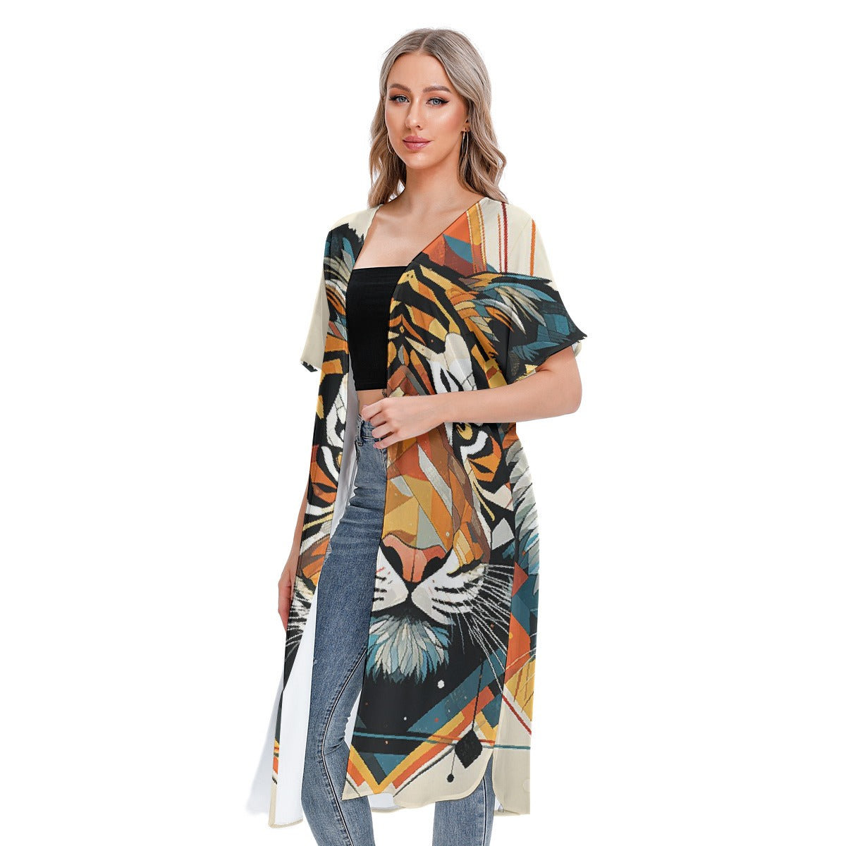 All-Over Print Women's Short Sleeve Cardigan