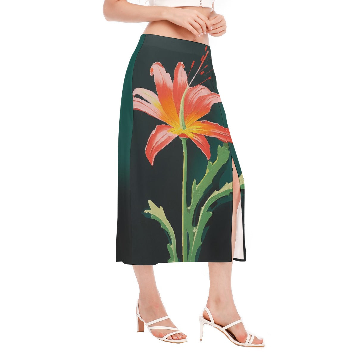 All-Over Print Women's High Slit Long Skirt