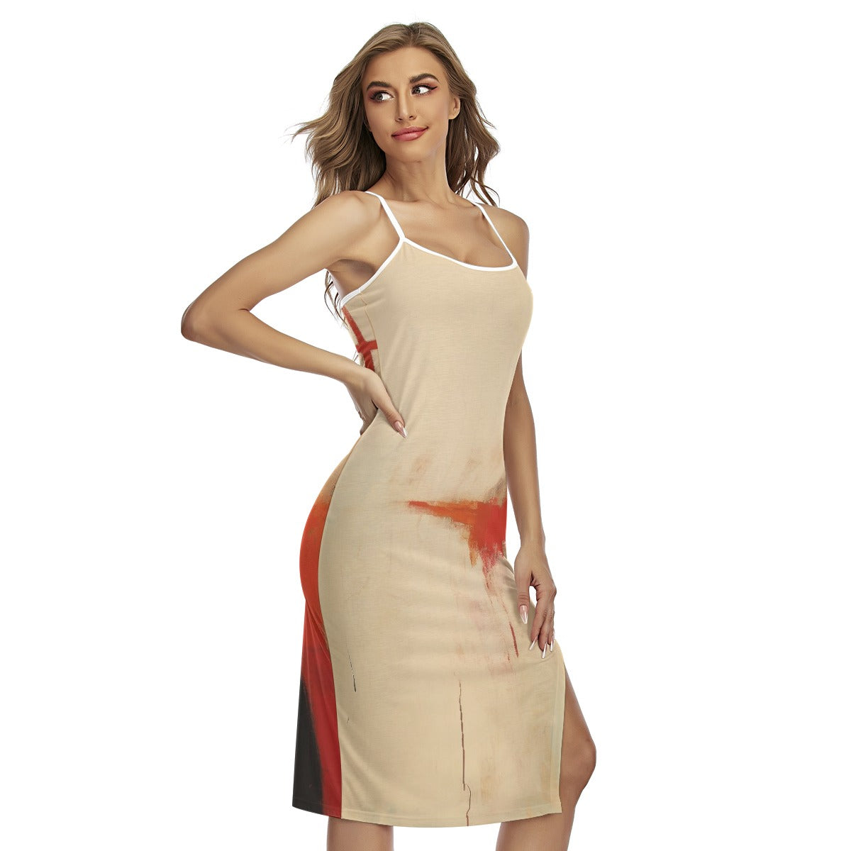 All-Over Print Women's Back Cross Cami Dress