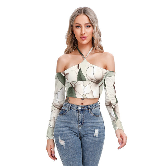 All-Over Print Women's Halter Lace-up Top