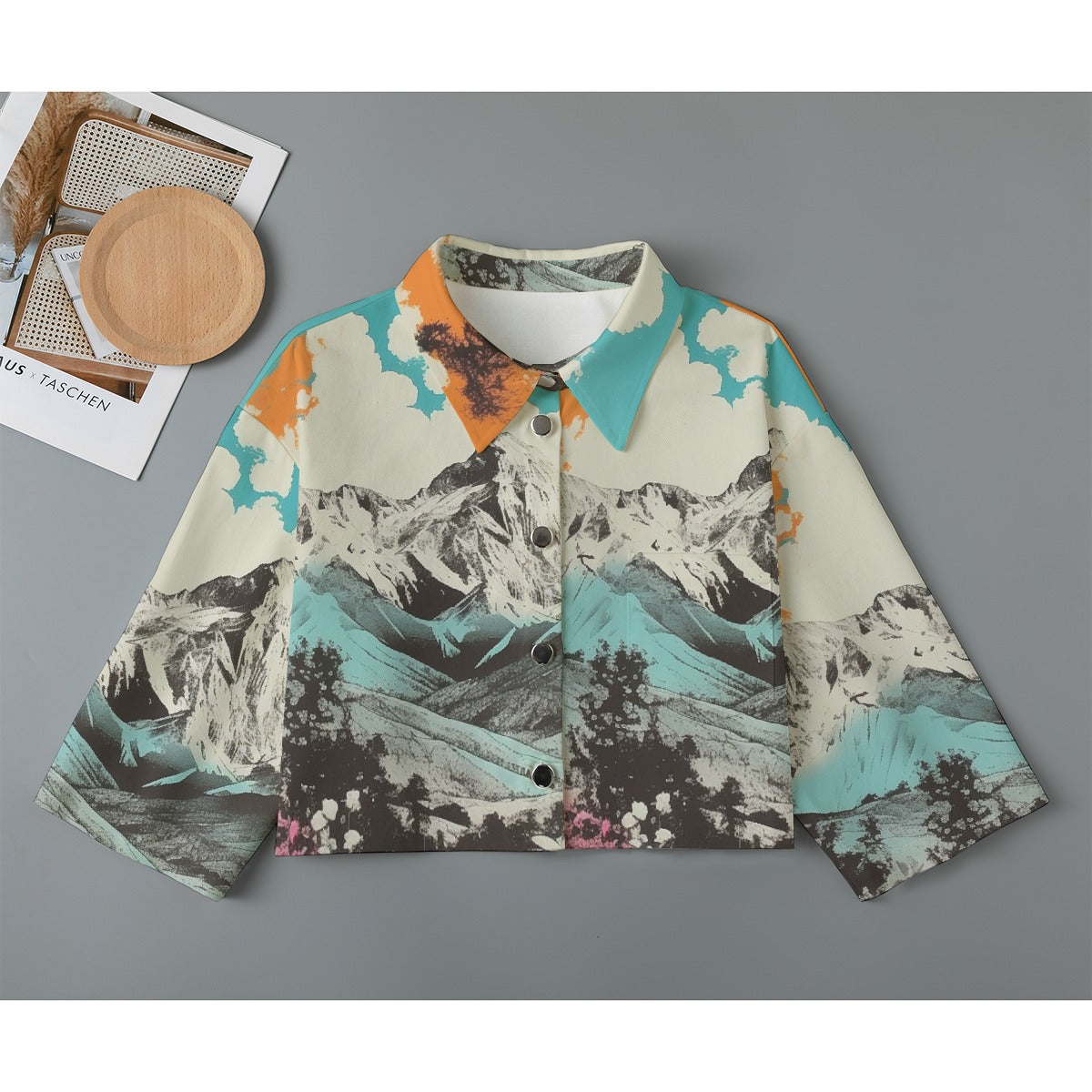 All-Over Print Women's Cropped Jacket | 245GSM Cotton
