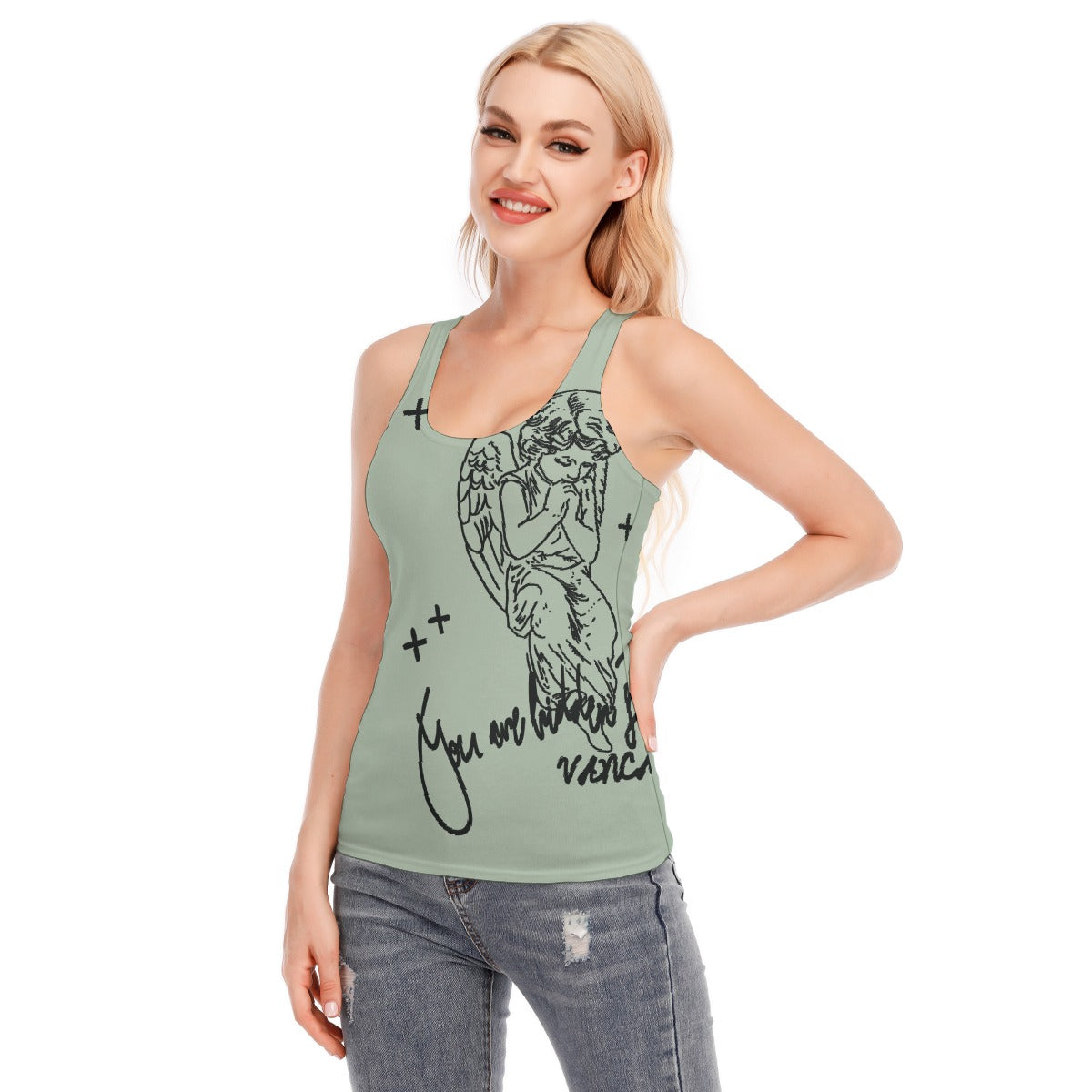 All-Over Print Women's Racer Vest | 190GSM Cotton