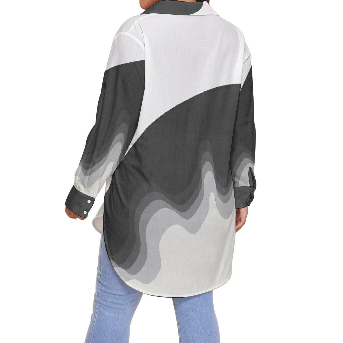 All-Over Print Women's Shirt With Long Sleeve(Plus Size)