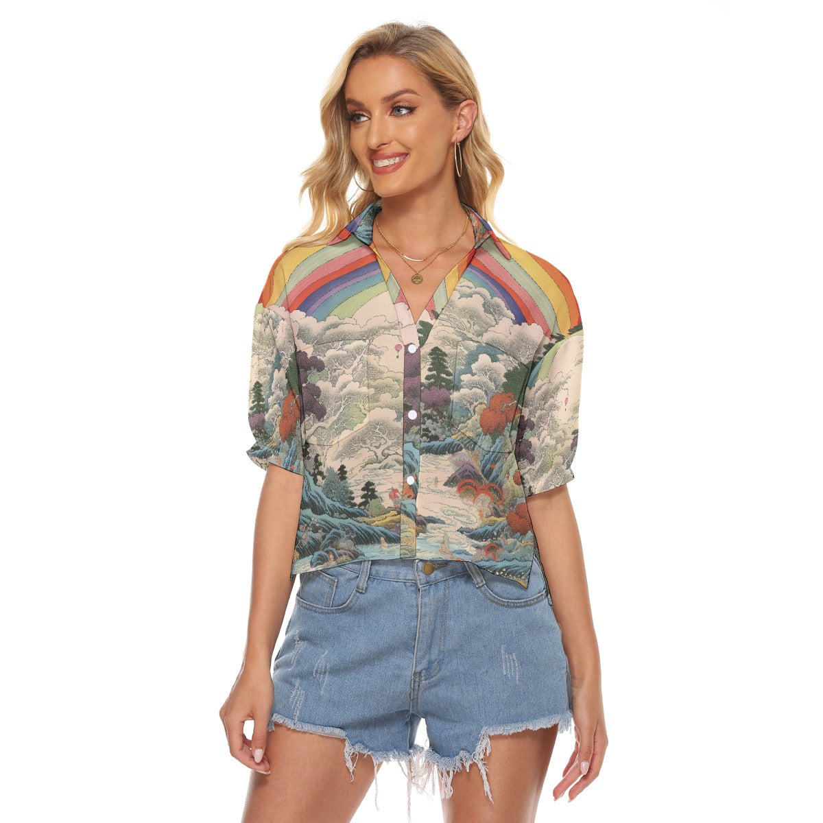 All-Over Print Women's V-neck Shirts
