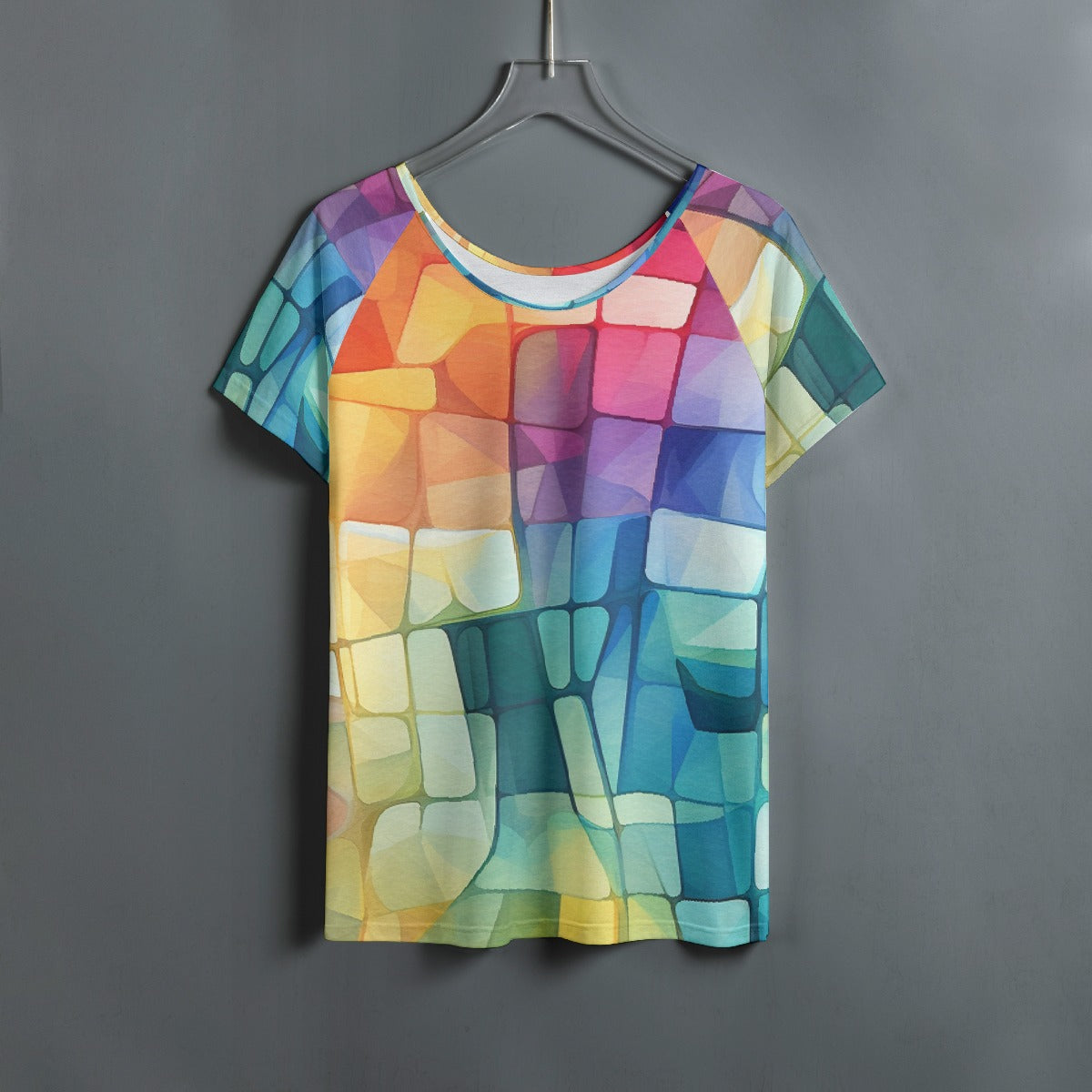 All-Over Print Women's Round Neck T-shirt With Raglan Sleeve