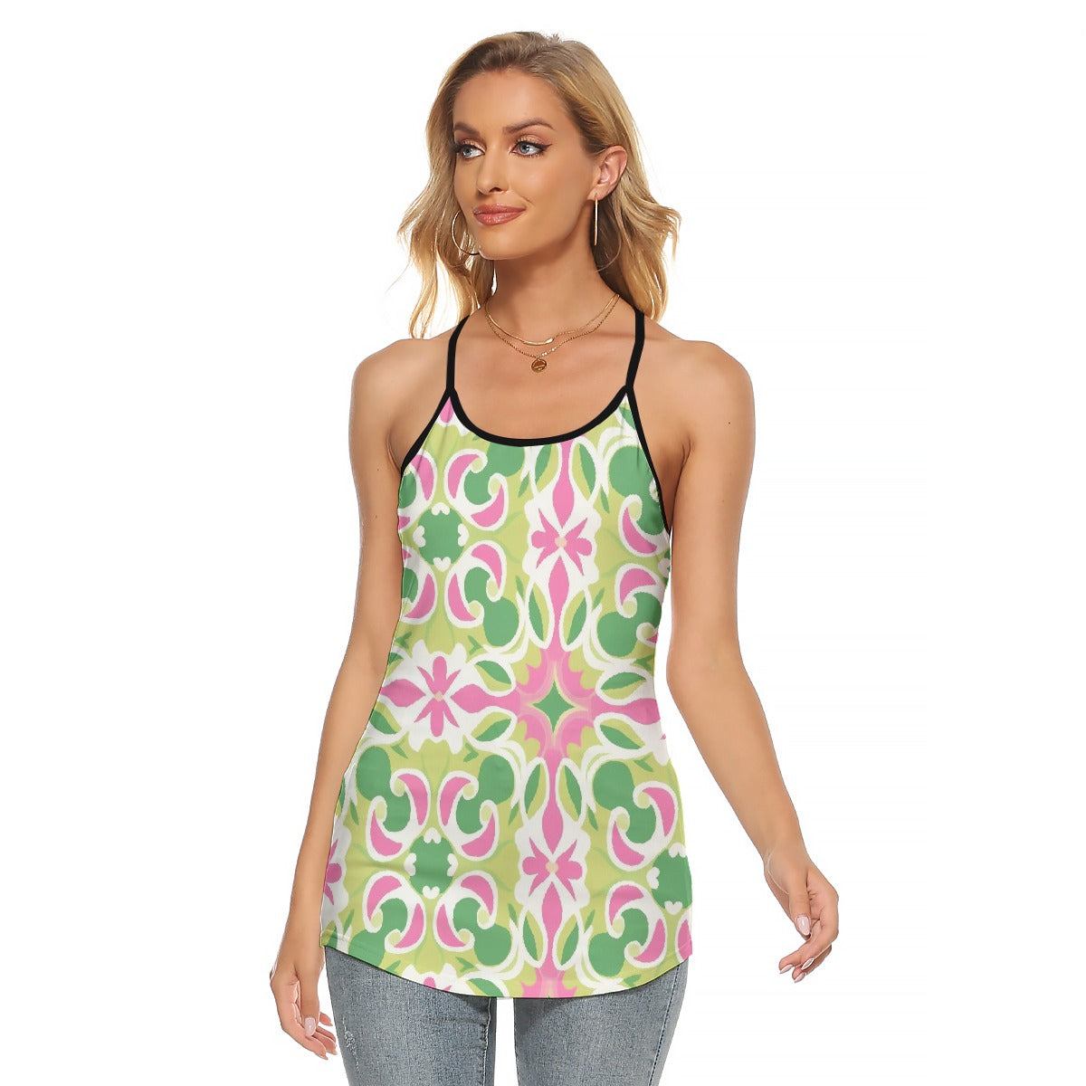 All-Over Print Women's Criss-Cross Open Back Tank Top