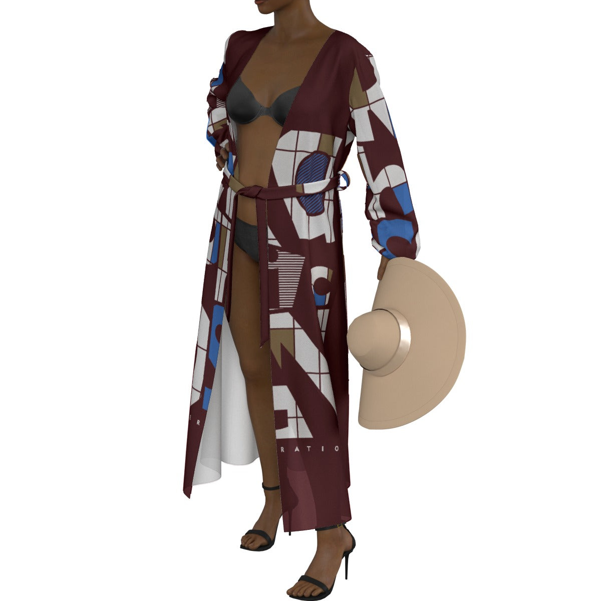 All-Over Print Women's Lace-up Chiffon Robe