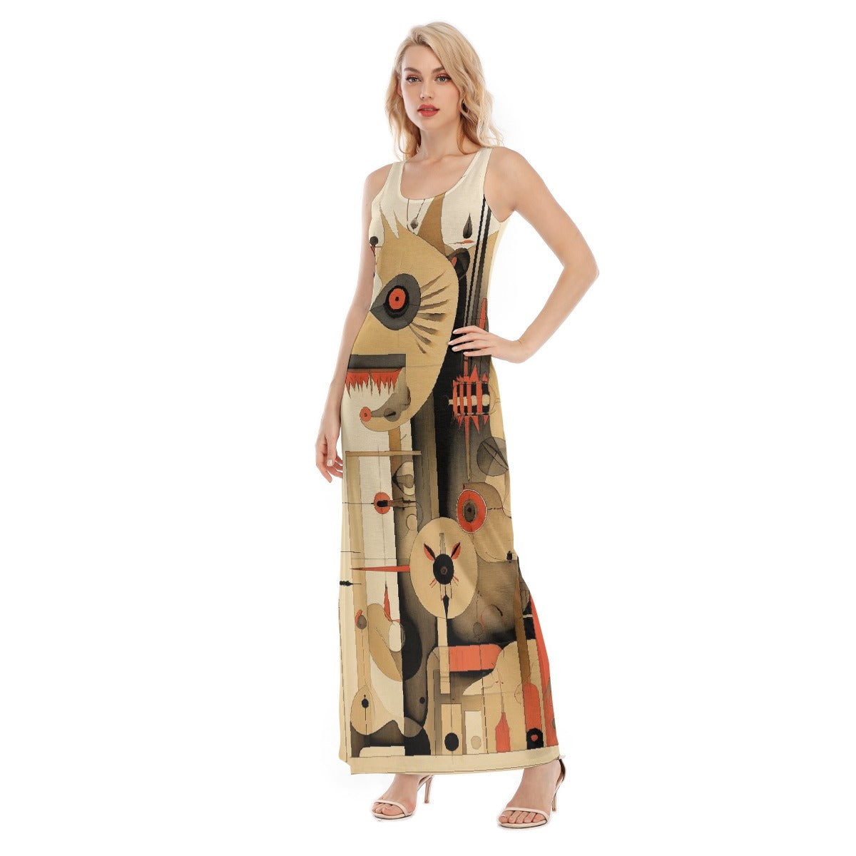 All-Over Print Women's Vest Dress | Length To Ankle