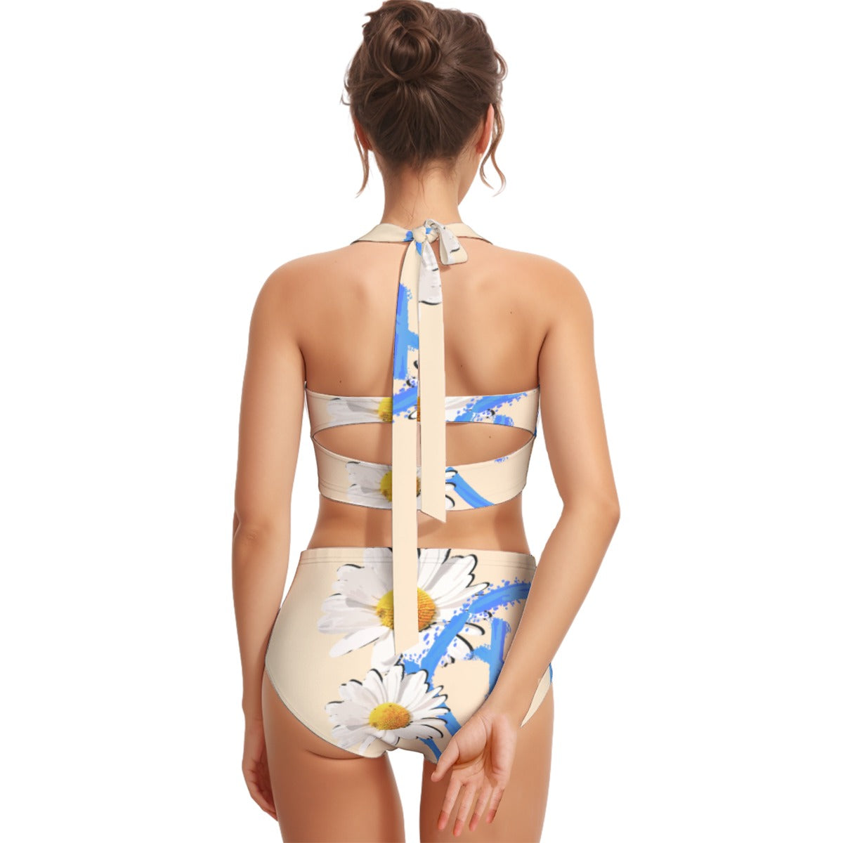 All-Over Print Women's Swimsuit Set With Halter