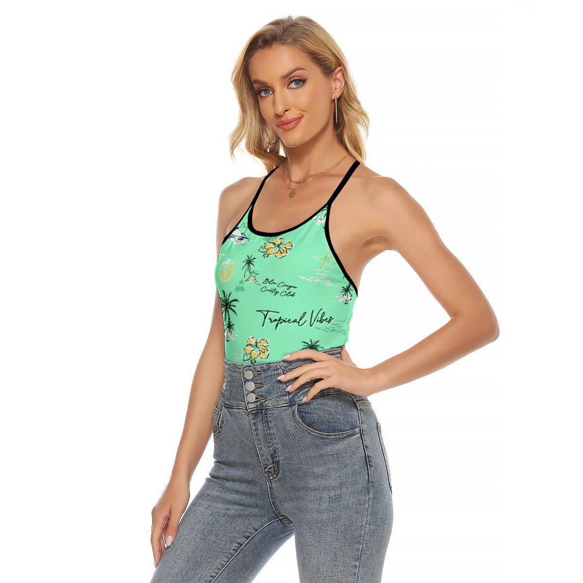 All-Over Print Women's Criss-Cross Open Back Tank Top