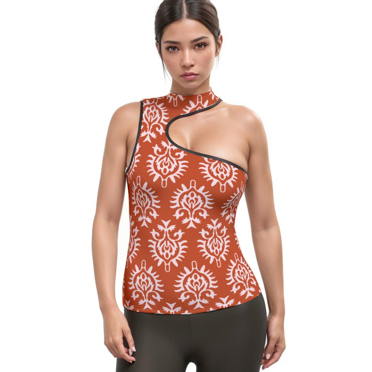 All-Over Print Women's Halter Sleeveless Asymmetrical Tank Top