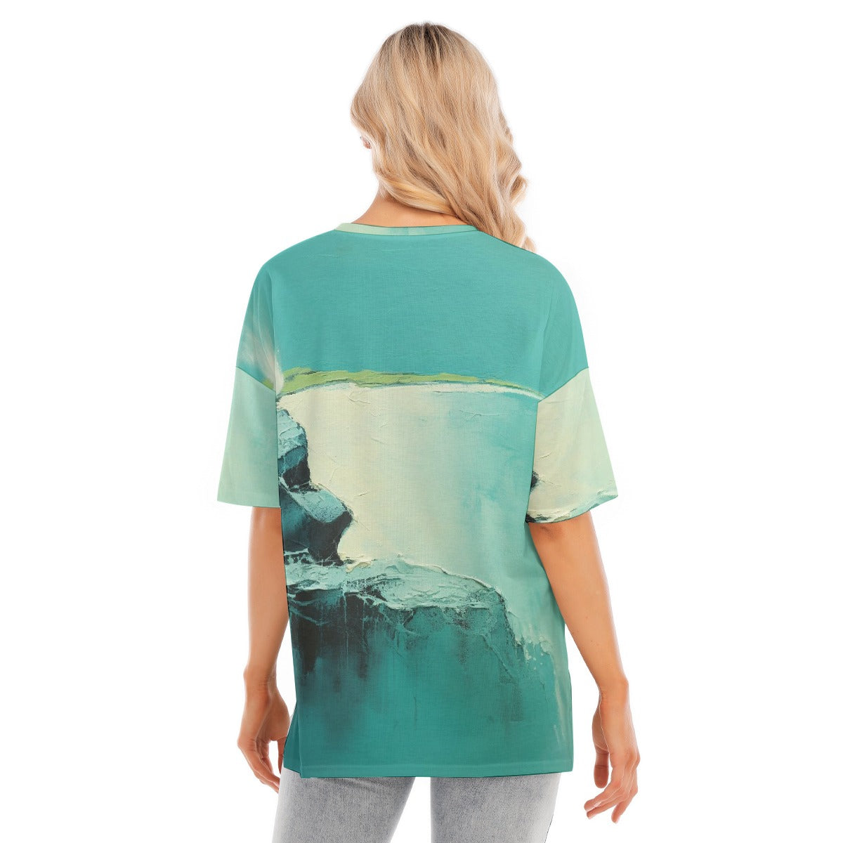 All-Over Print Women's Short Sleeves T-shirt With Hem Split