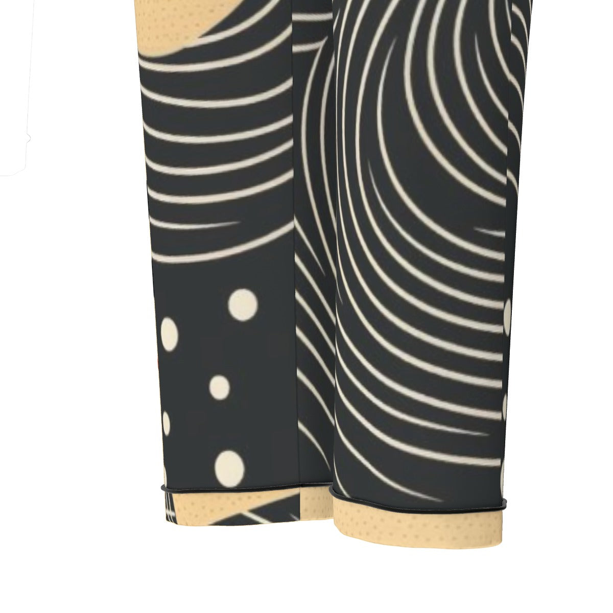 All-Over Print Women's Long Sleeve Pajama Set With Black Contrast Piping