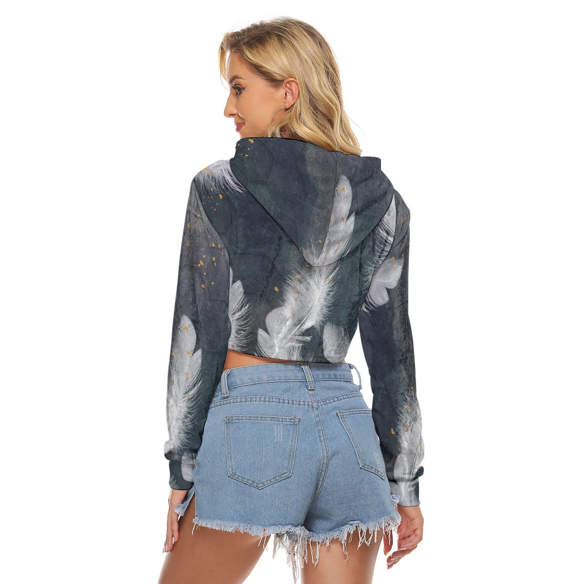 All-Over Print Women's Crop Top Hoodie|Velvet