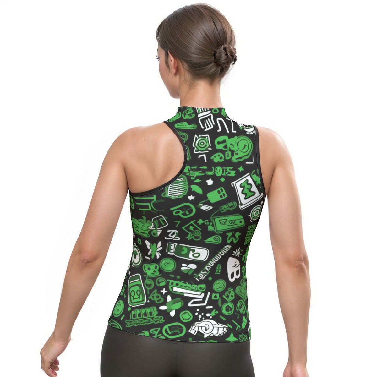 All-Over Print Women's Halter Sleeveless Asymmetrical Tank Top