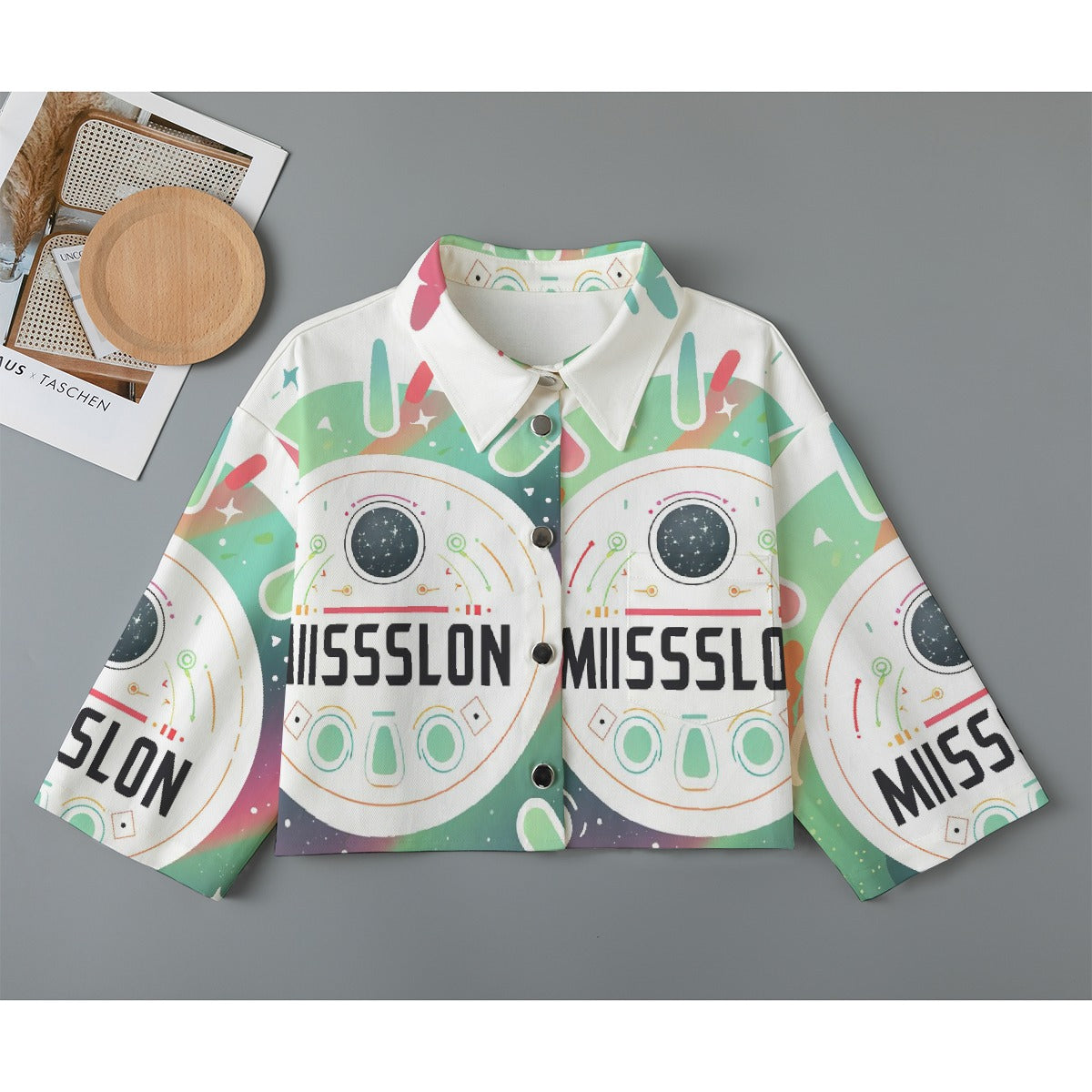 All-Over Print Women's Cropped Jacket | 245GSM Cotton