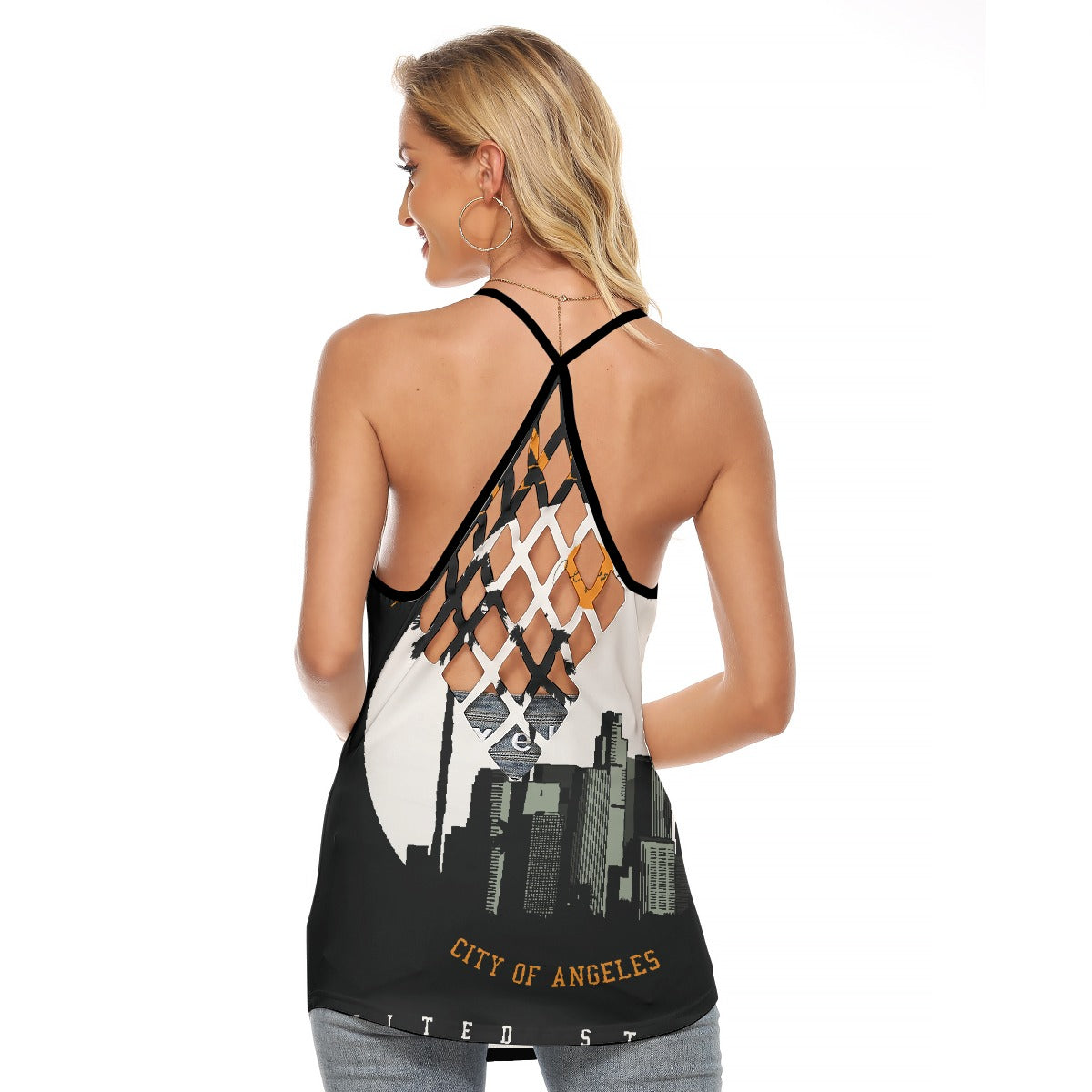 All-Over Print Women's Criss-Cross Open Back Tank Top