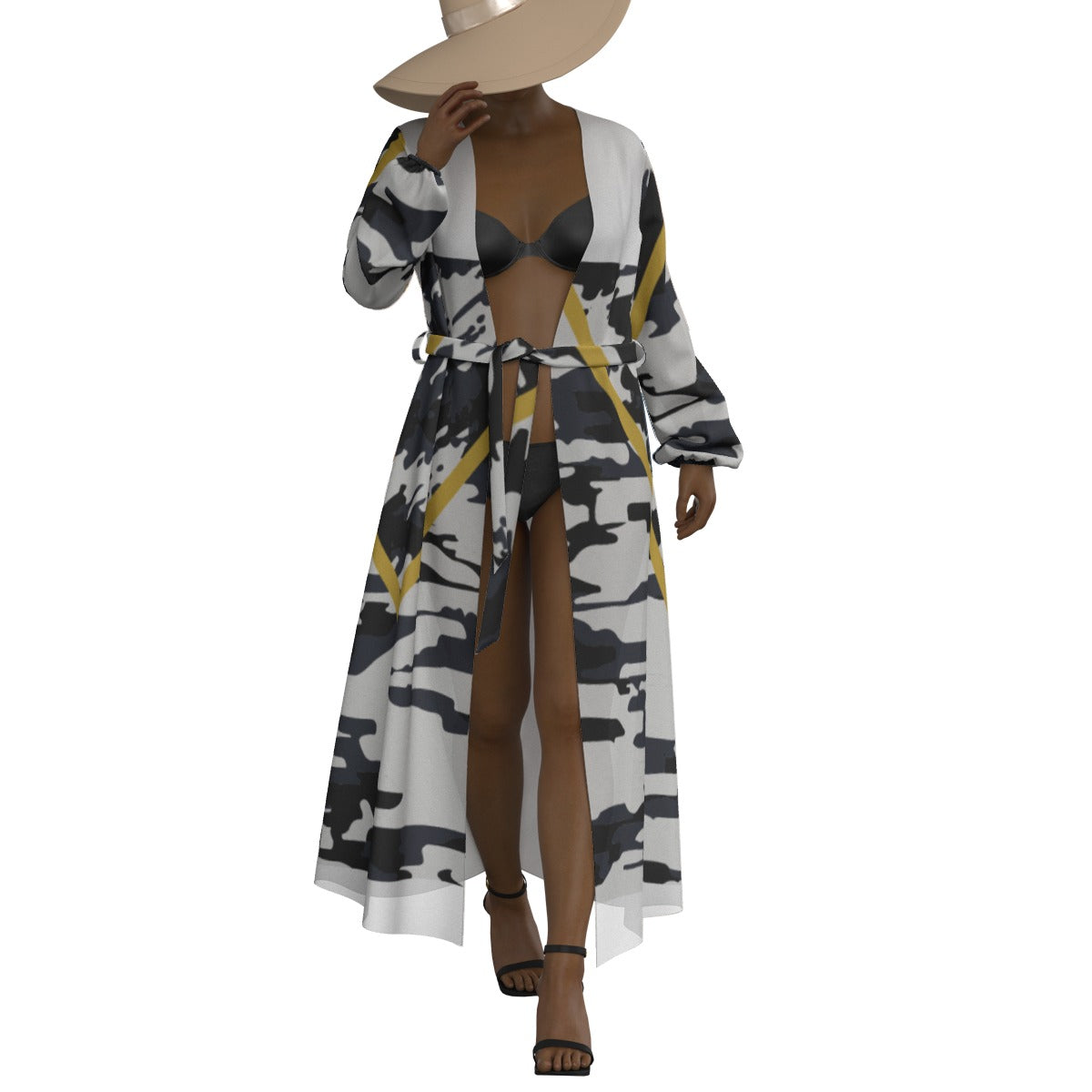 All-Over Print Women's Lace-up Chiffon Robe