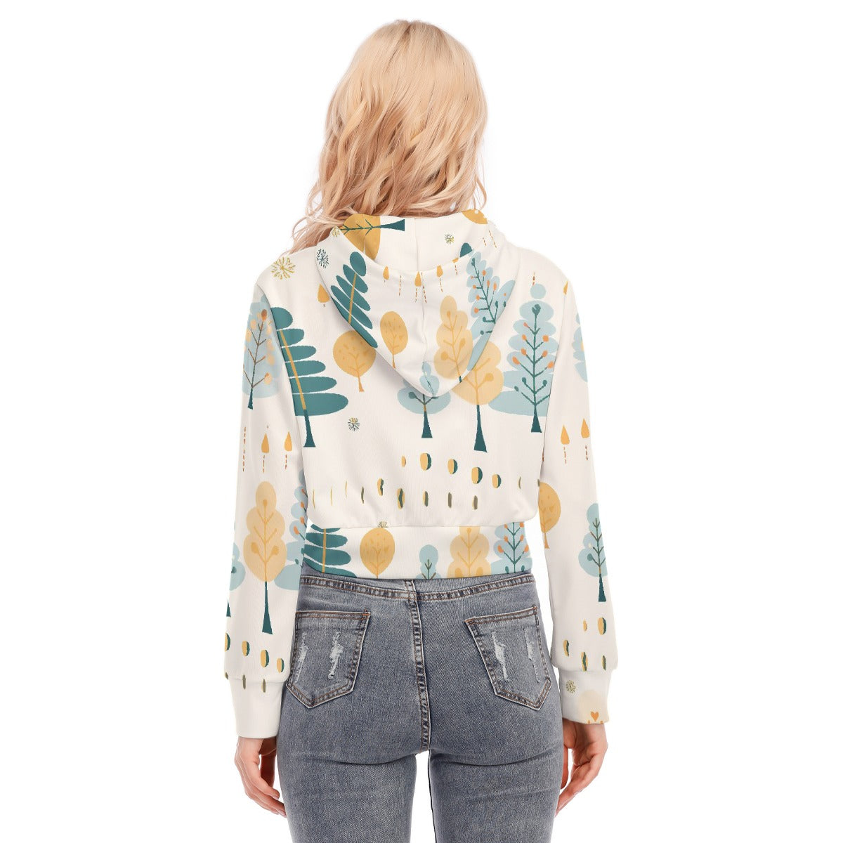 All-Over Print Women's Crop Top Hoodie With Zipper Closure