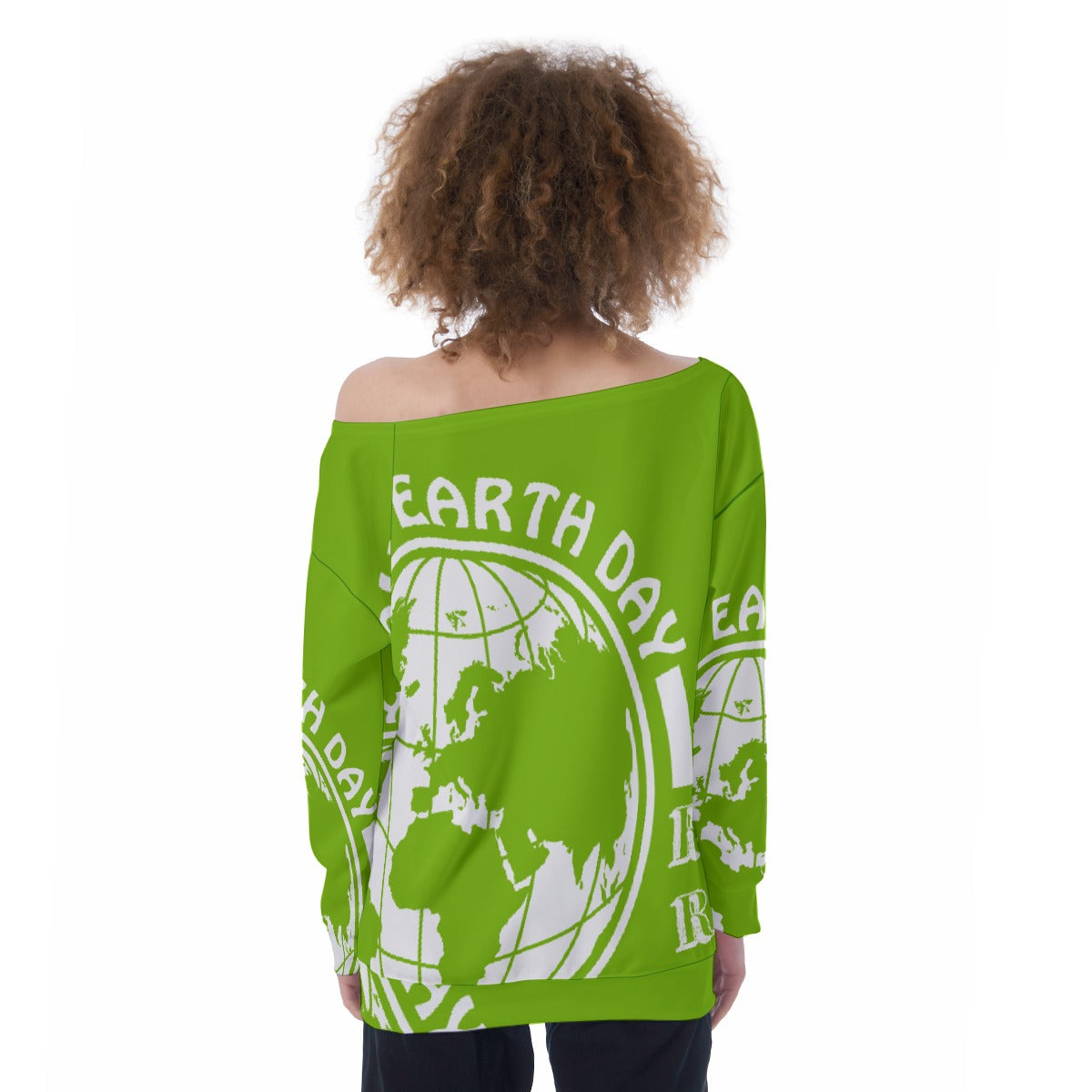 All-Over Print Oversized Women's Off-Shoulder Sweatshirt