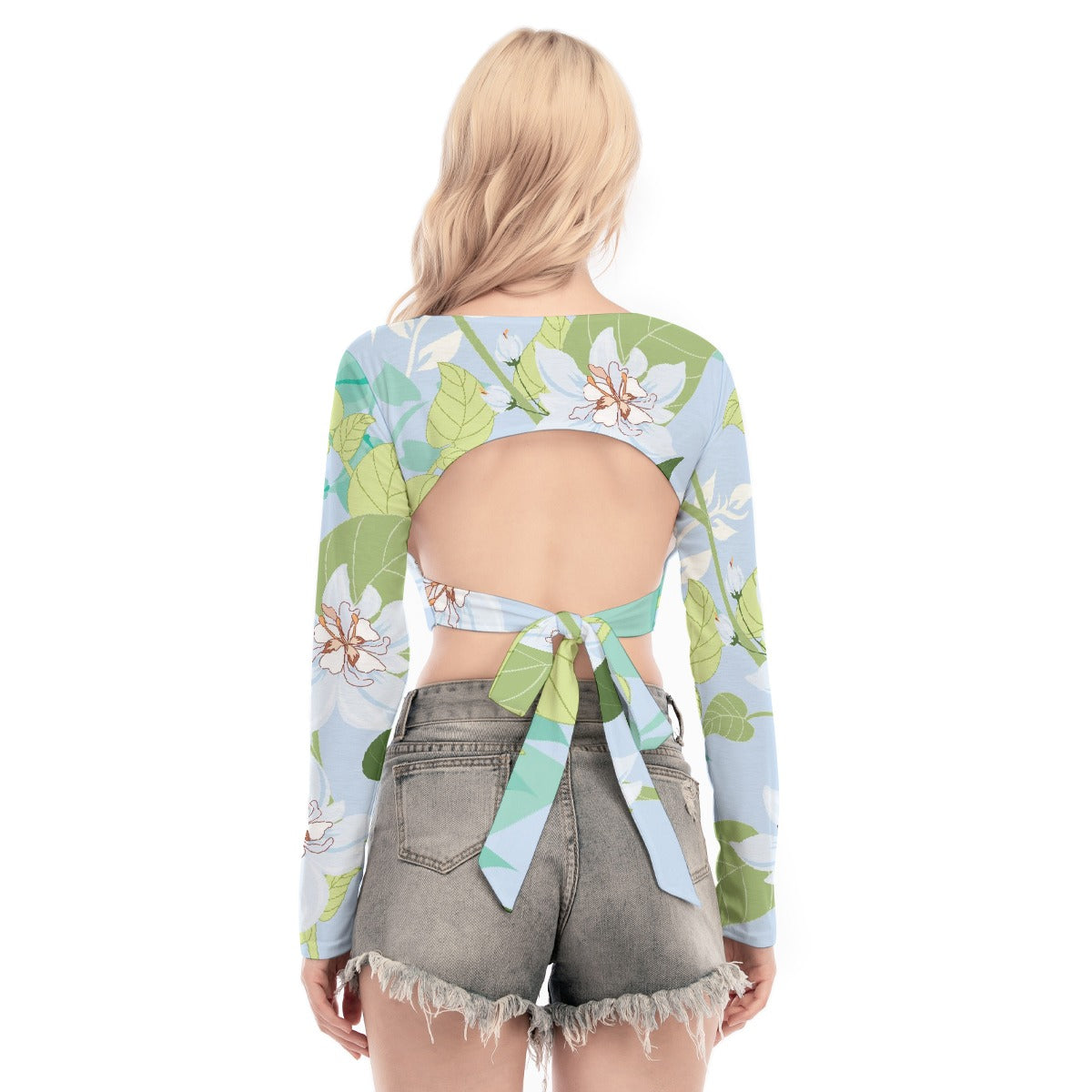 All-Over Print Women's Back Hollow T-shirt With Strap