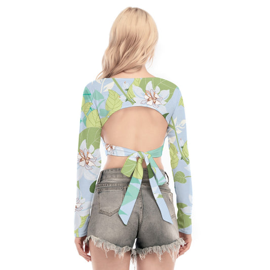 All-Over Print Women's Back Hollow T-shirt With Strap