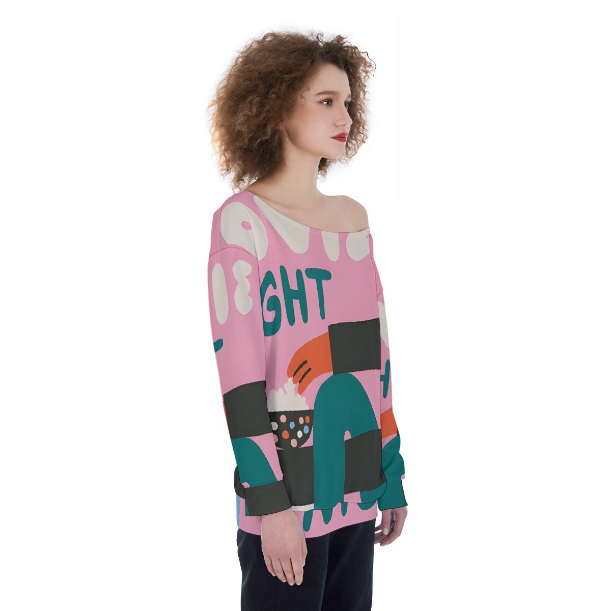 All-Over Print Oversized Women's Off-Shoulder Sweatshirt