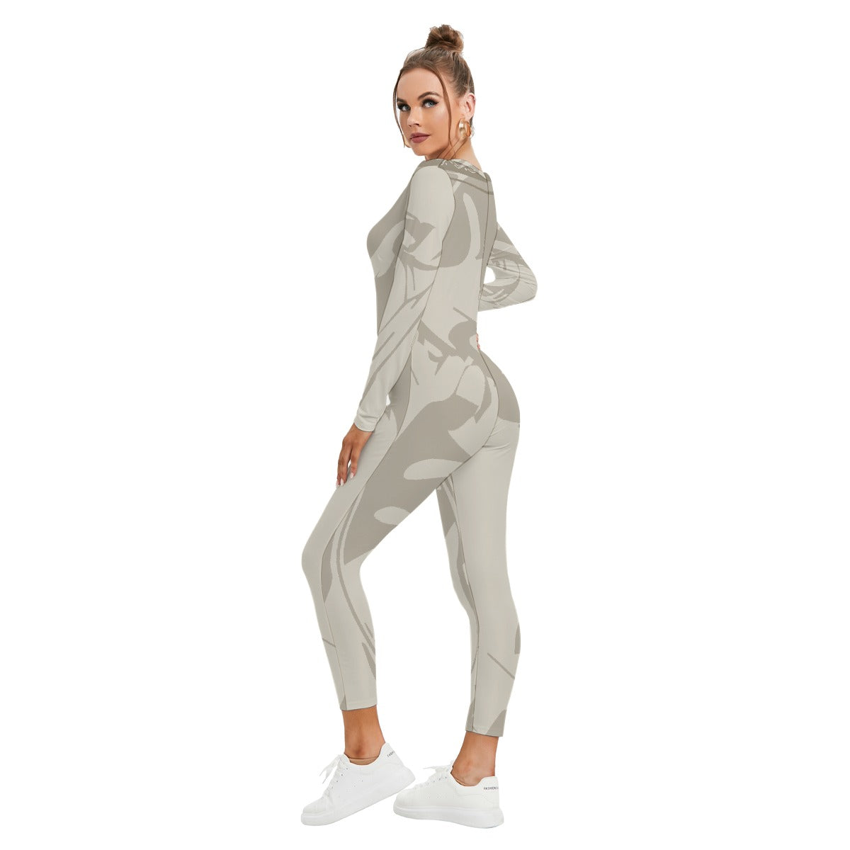 All-Over Print Women's Plunging Neck Jumpsuit