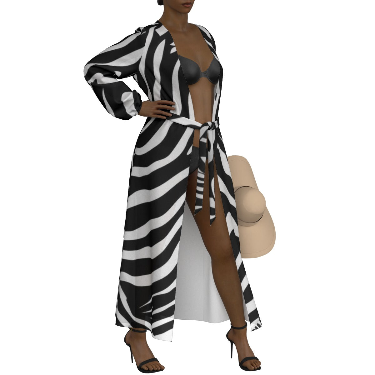 All-Over Print Women's Lace-up Chiffon Robe