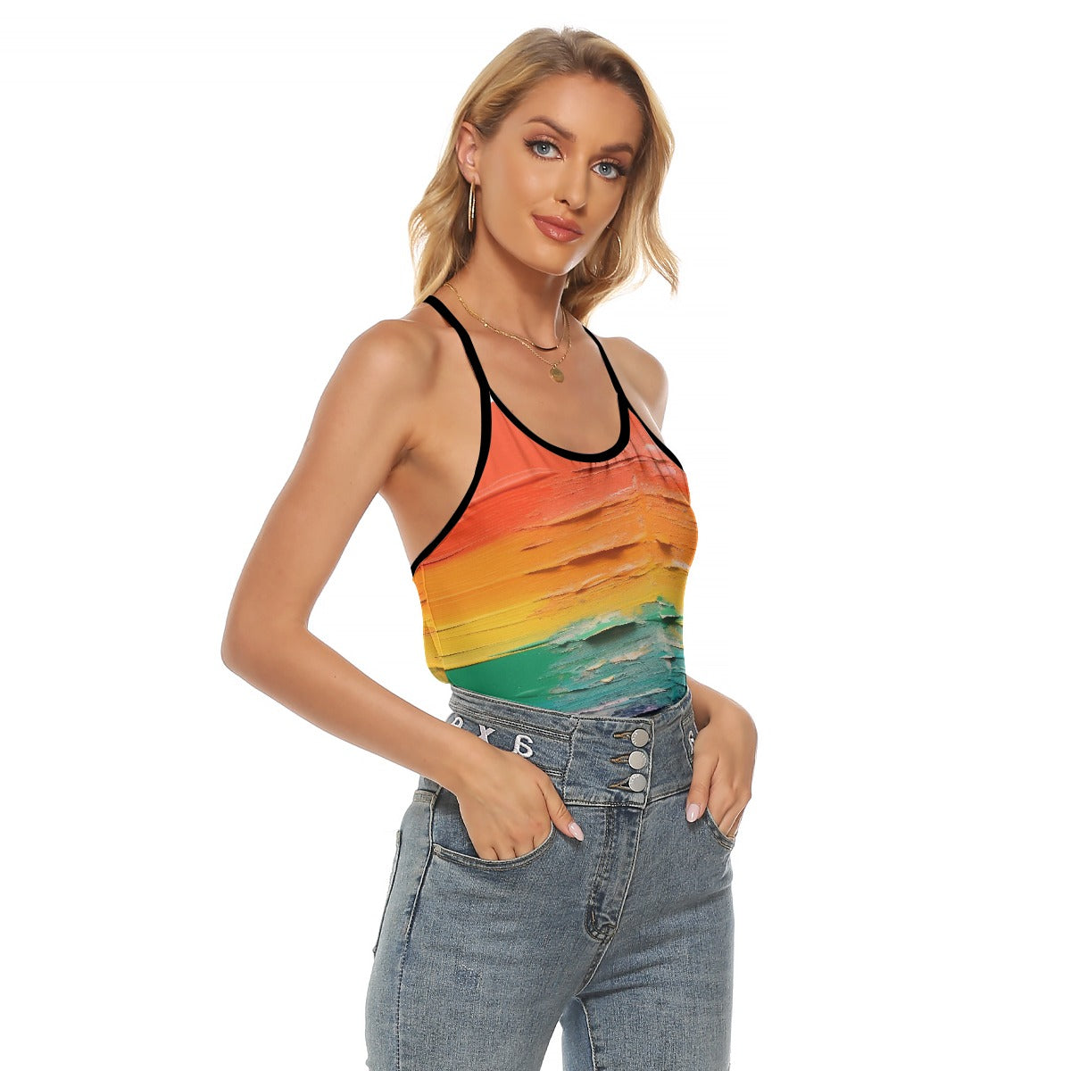 All-Over Print Women's Criss-Cross Open Back Tank Top