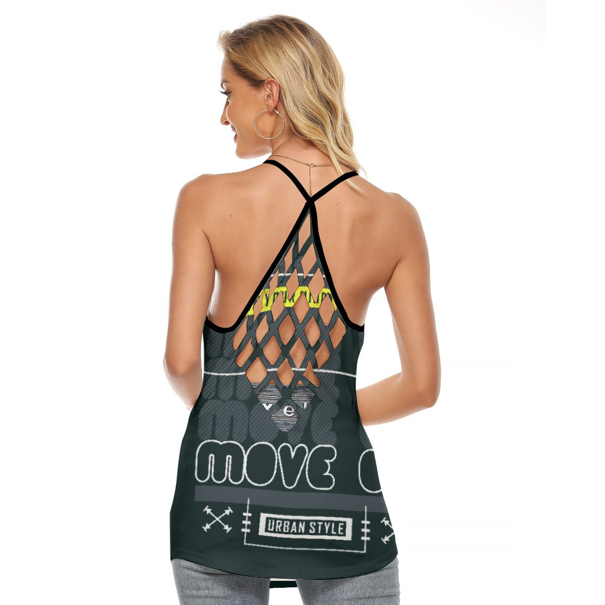 All-Over Print Women's Criss-Cross Open Back Tank Top