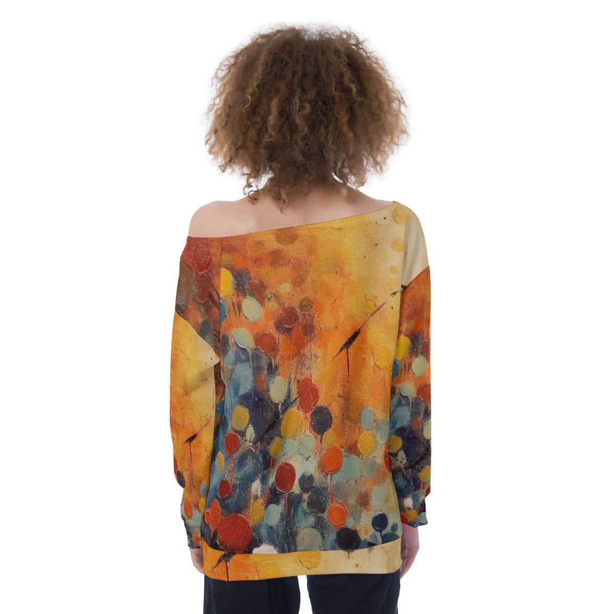 All-Over Print Oversized Women's Off-Shoulder Sweatshirt
