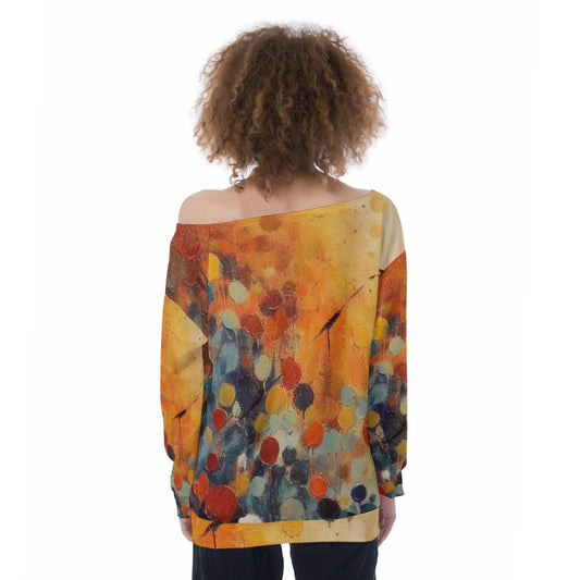All-Over Print Oversized Women's Off-Shoulder Sweatshirt