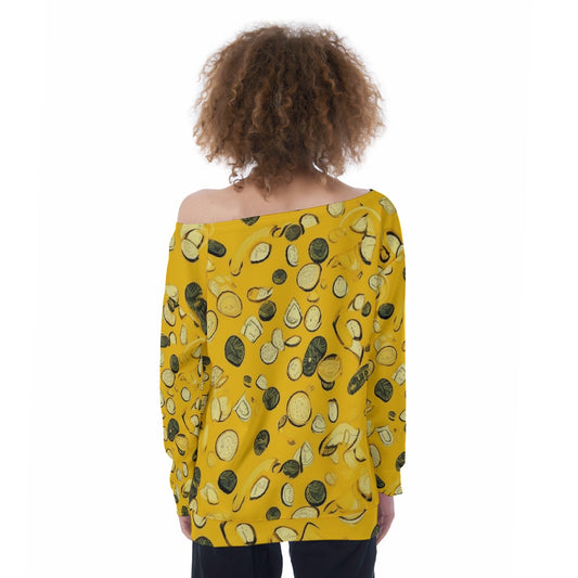 All-Over Print Oversized Women's Off-Shoulder Sweatshirt