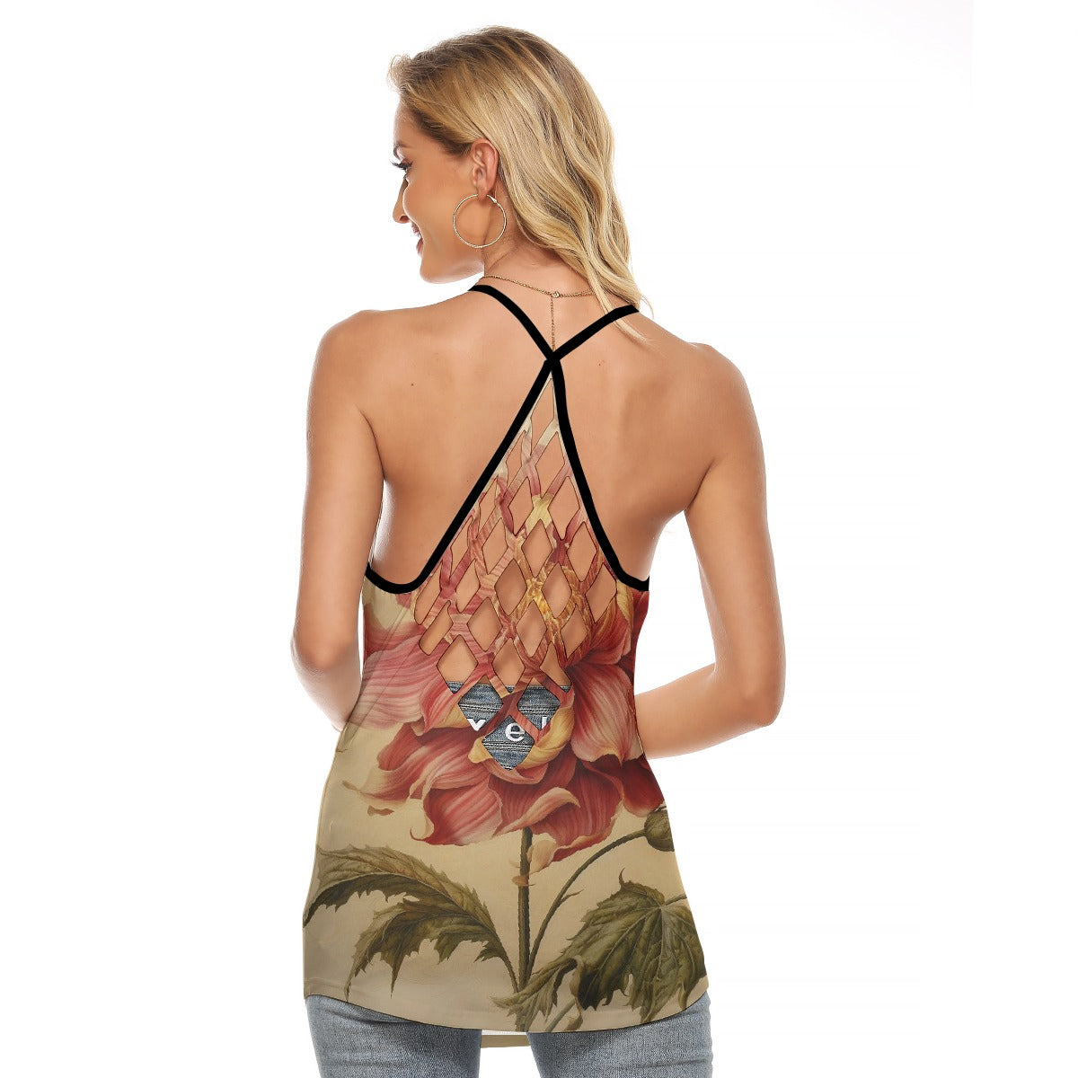 All-Over Print Women's Criss-Cross Open Back Tank Top